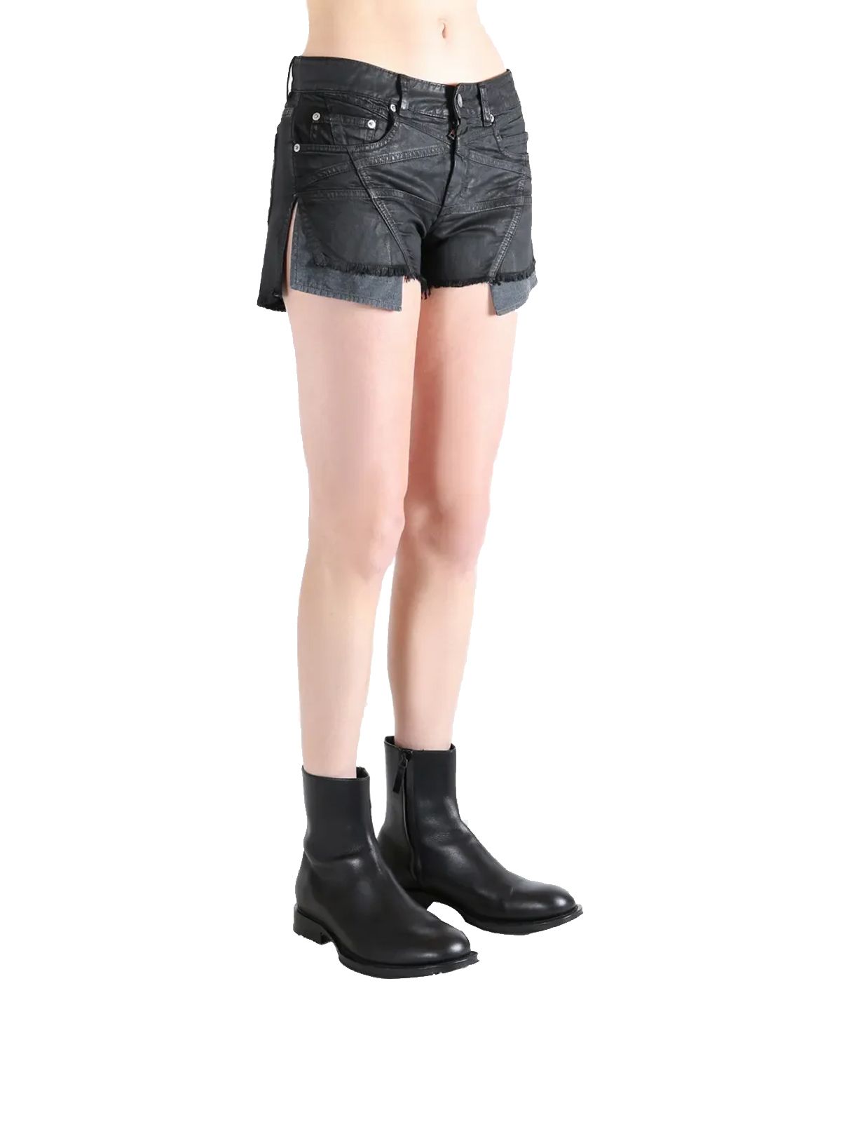 black Rick Owens denim shorts | Quaranta Boutique Drkshdw